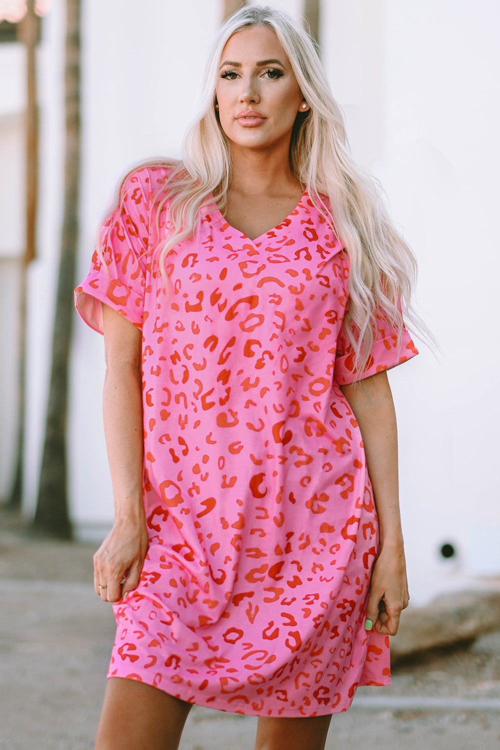 Pink leopard print frilled drawstring high waist maxi skirt