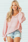 Pink loose pointelle knit ribbed v neck sweater - sweaters & cardigans