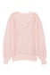 Pink loose pointelle knit ribbed v neck sweater - sweaters & cardigans