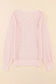 Pink loose pointelle knit ribbed v neck sweater - sweaters & cardigans