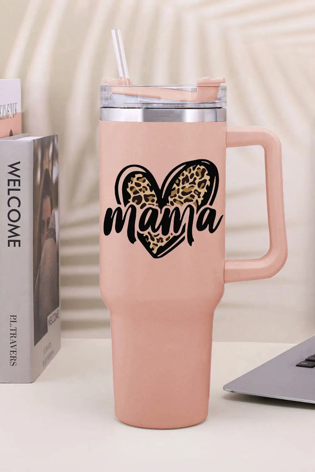 Pink mama leopard heart shape stainless steel insulate cup 40oz - one size / 95% pc + 5% ss - tumblers