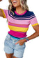 Pink mixed stripes ribbed knit top - sweaters & cardigans