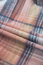 Pink Plaid Roll-tab Sleeve Side Slit Shirt Dress - Fashionfitz