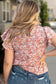 Pink Plus Size Floral Print Ruffled Sleeve Frilled Neck Blouse - Fashionfitz