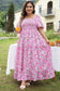 Pink plus size floral smocked dress - maxi dresses