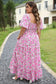 Pink plus size floral smocked dress - maxi dresses