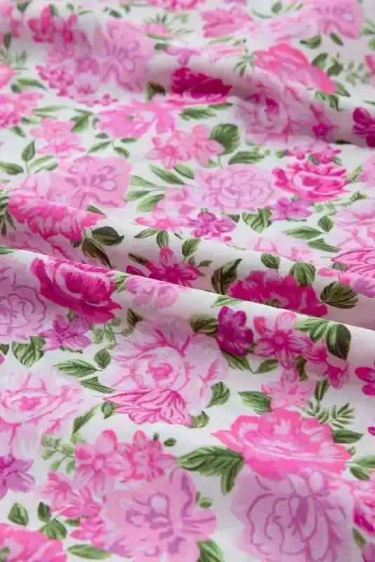 Pink Plus Size Floral Smocked Dress - Fashionfitz