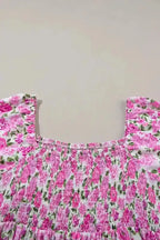 Pink Plus Size Floral Smocked Dress - Fashionfitz