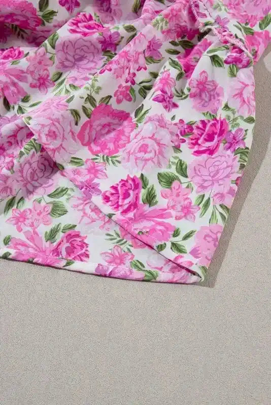 Pink Plus Size Floral Smocked Dress - Fashionfitz