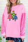 Pink plus size sequin sleeves nutcracker graphic sweatshirt - pink1 / l / 65% polyester + 35% cotton