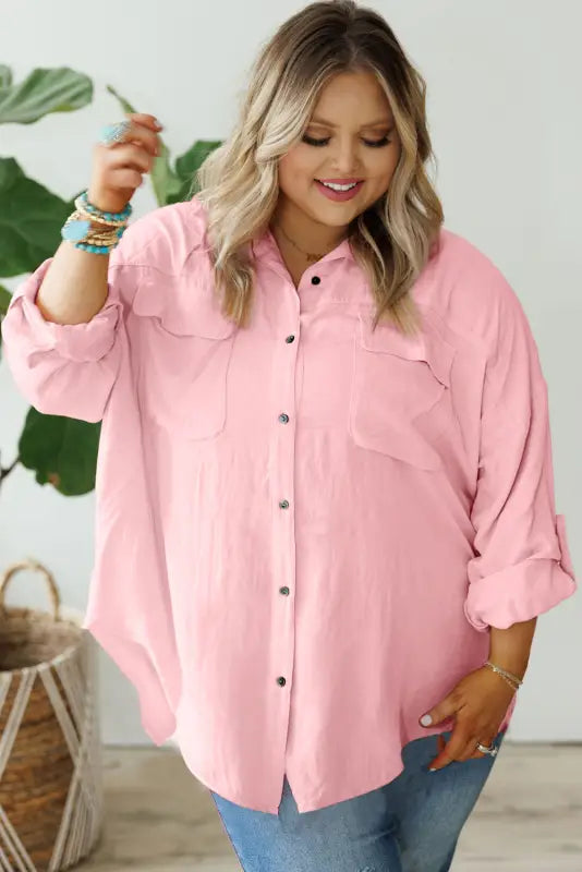 Chic pink plus size shirt | curve & | fashionfitz