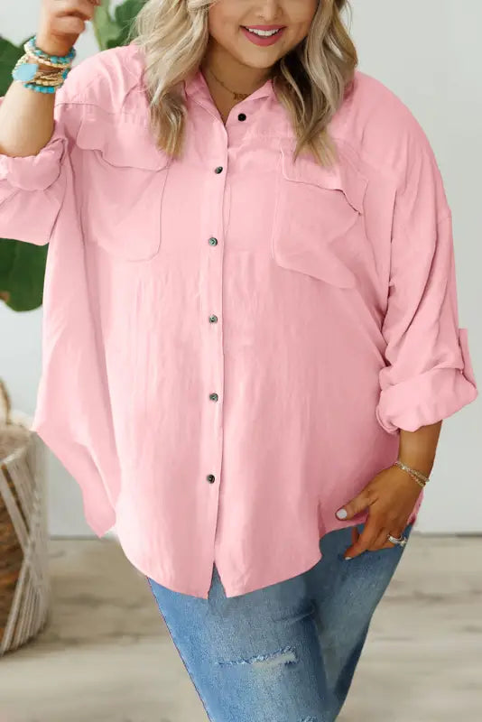 Chic pink plus size shirt | curve & | fashionfitz