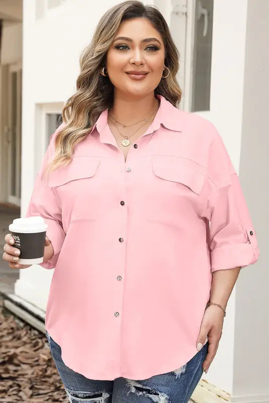 Chic pink plus size shirt | curve & | fashionfitz