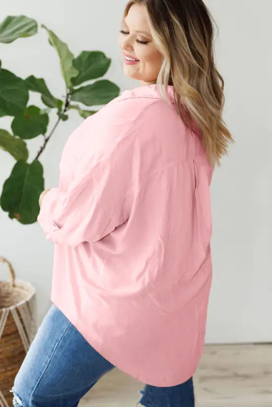 Chic pink plus size shirt | curve & | fashionfitz