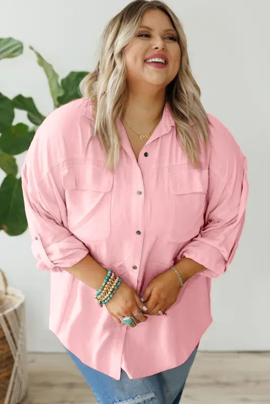 Chic pink plus size shirt | curve & | fashionfitz