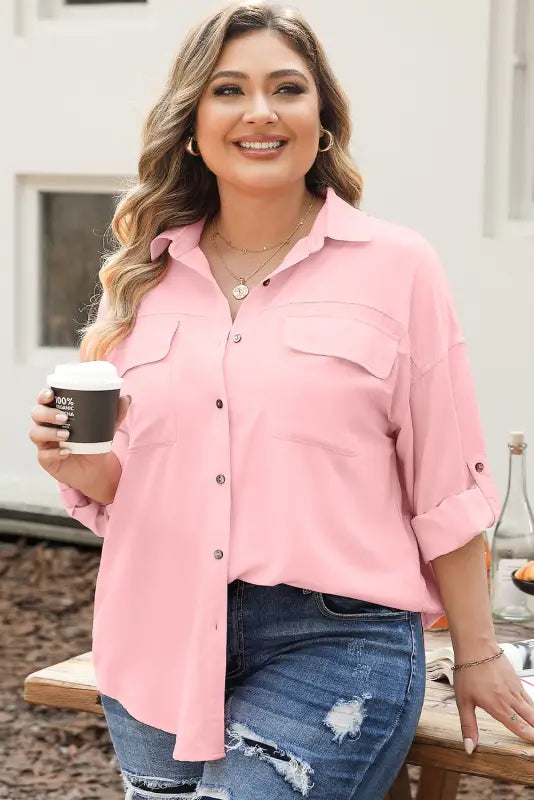 Chic pink plus size shirt | curve & | fashionfitz