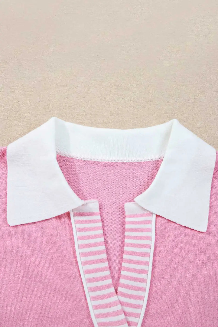 Pink polo knit jumper - women’s knitwear | cozy fit collar