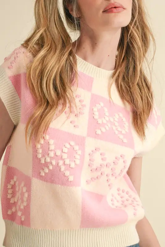 Pink preppy sweater vest