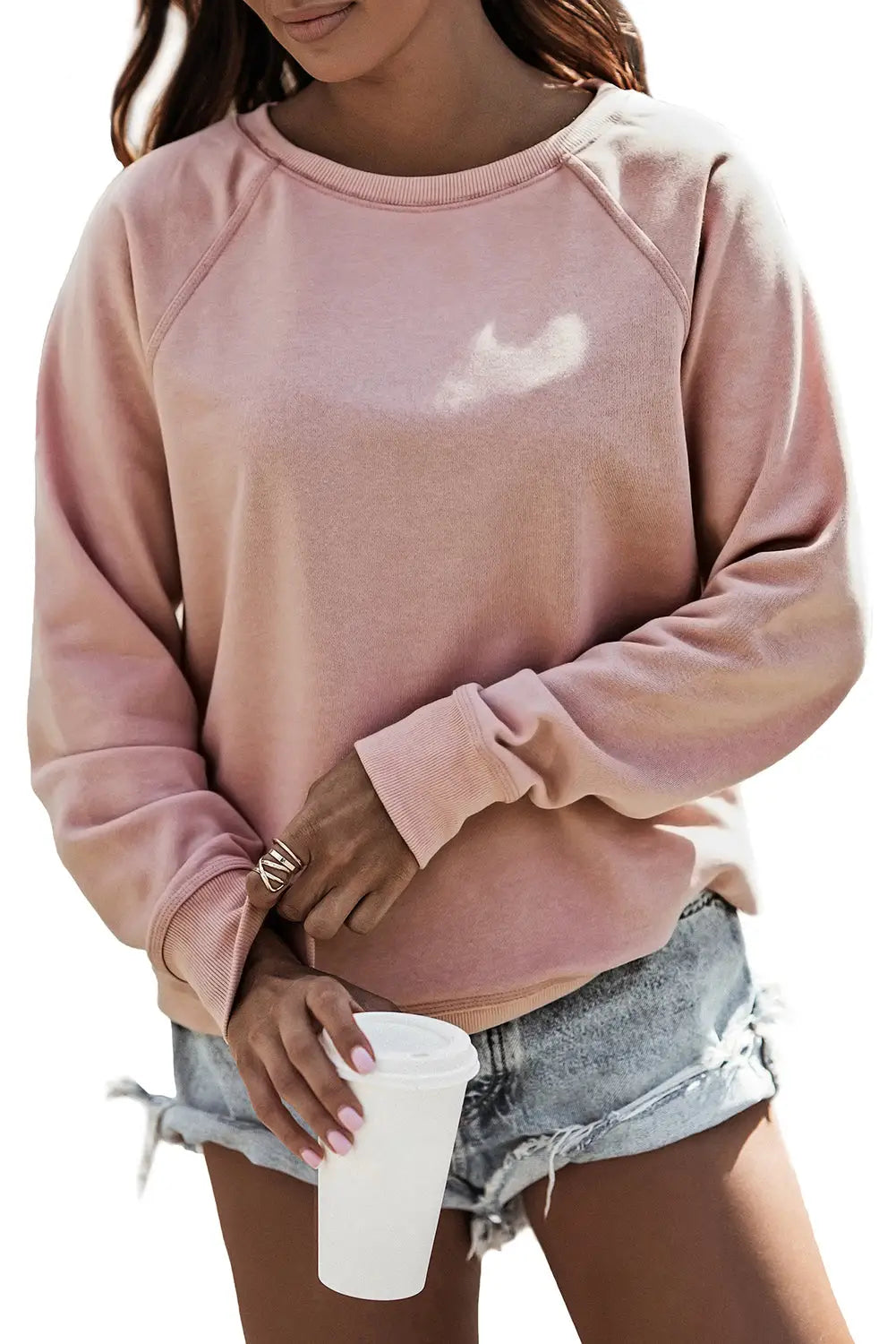 Pink pumpkin spice reglan sleeve sweatshirt - graphic sweatshirts