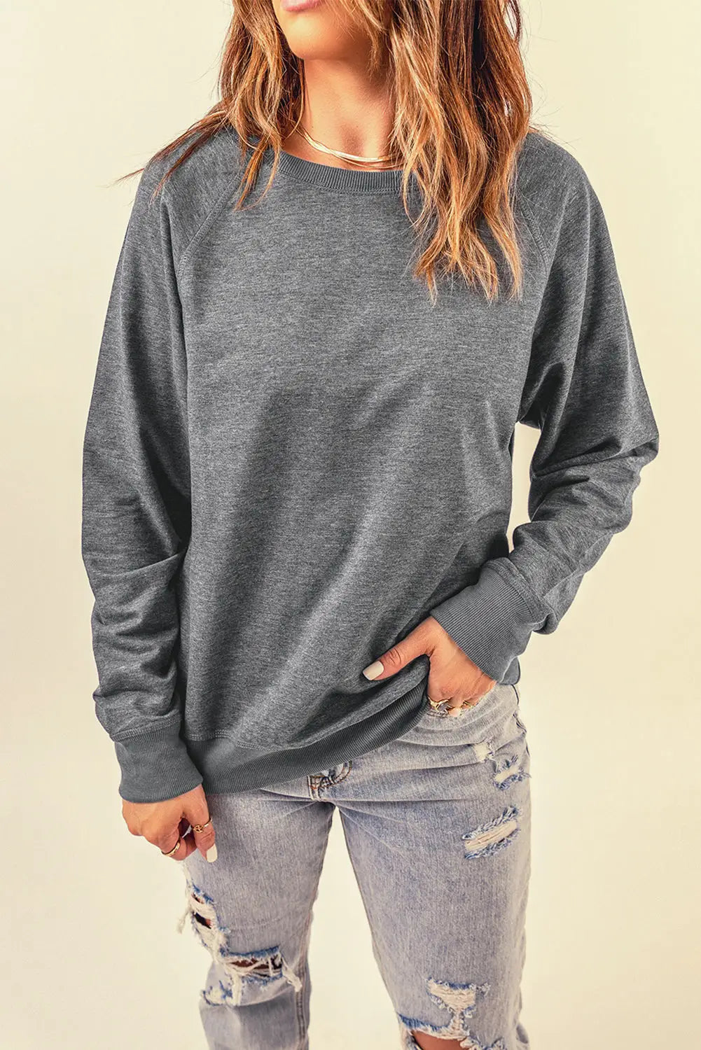 Pink pumpkin spice reglan sleeve sweatshirt - gray / s / 62.7% polyester + 37.3% cotton - graphic sweatshirts