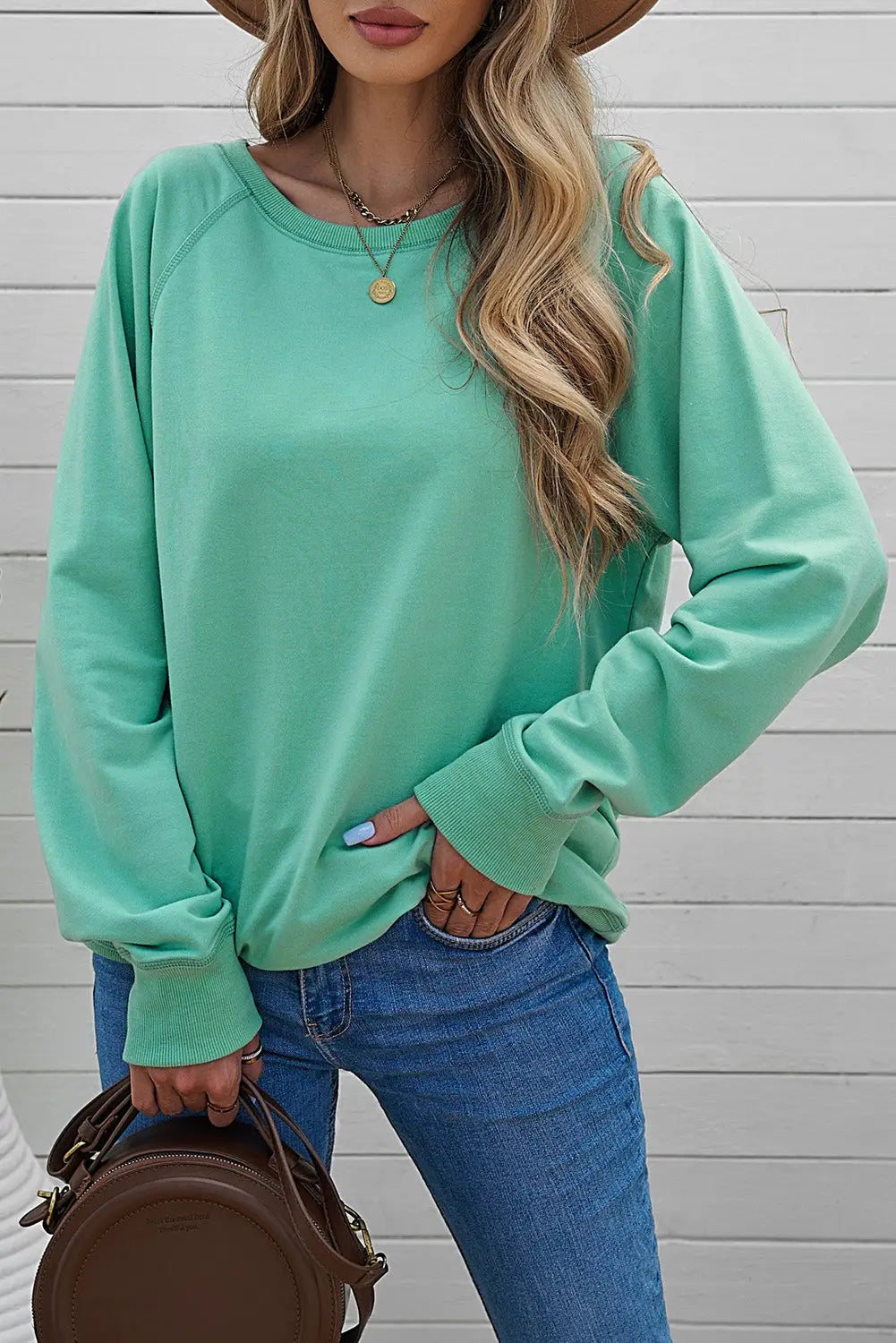 Pink pumpkin spice reglan sleeve sweatshirt - green / 2xl / 62.7% polyester + 37.3% cotton - graphic