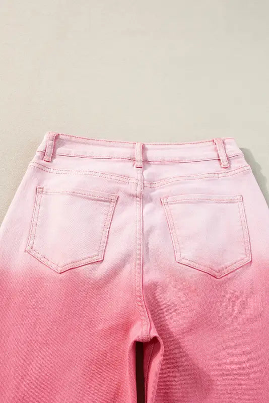 Pink rhinestone gradient denim pants - jeans