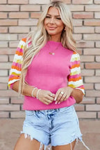 Pink Ribbed Knit Top - Fashionfitz