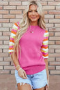 Pink Ribbed Knit Top - Fashionfitz