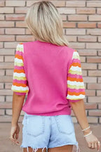 Pink Ribbed Knit Top - Fashionfitz