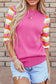 Pink ribbed knit top - short sleeve sweaters