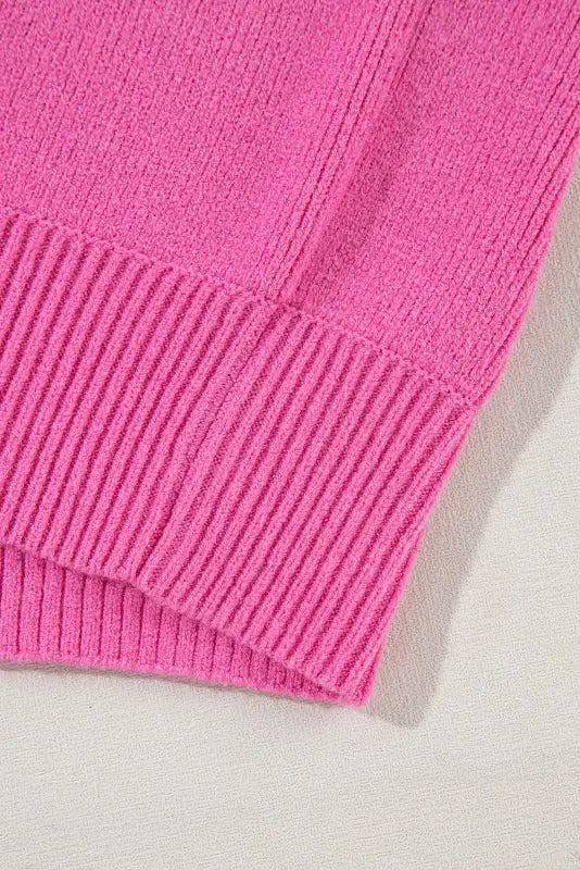 Pink ribbed knit top - short sleeve sweaters