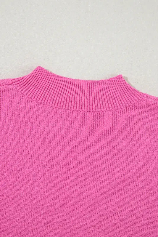 Pink ribbed knit top - short sleeve sweaters