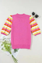 Pink Ribbed Knit Top - Fashionfitz