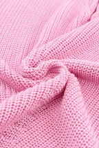 Pink Ribbed Knit V Neck Sweater - Fashionfitz