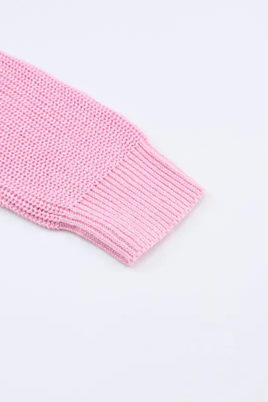 Pink ribbed knit v neck sweater - sweaters & cardigans