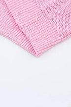 Pink Ribbed Knit V Neck Sweater - Fashionfitz