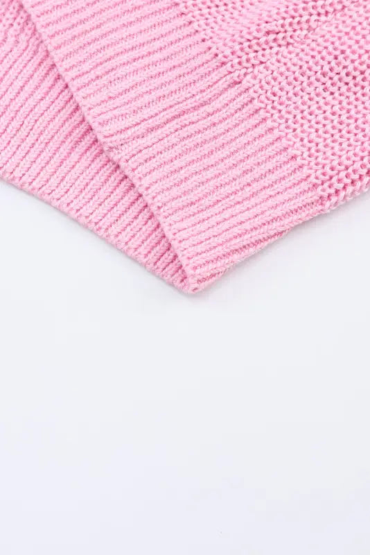 Pink ribbed knit v neck sweater - sweaters & cardigans