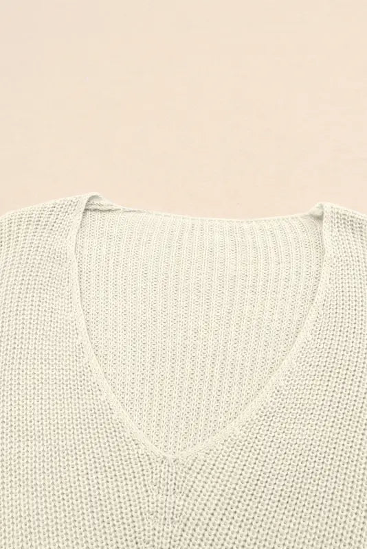 Pink ribbed knit v neck sweater - sweaters & cardigans