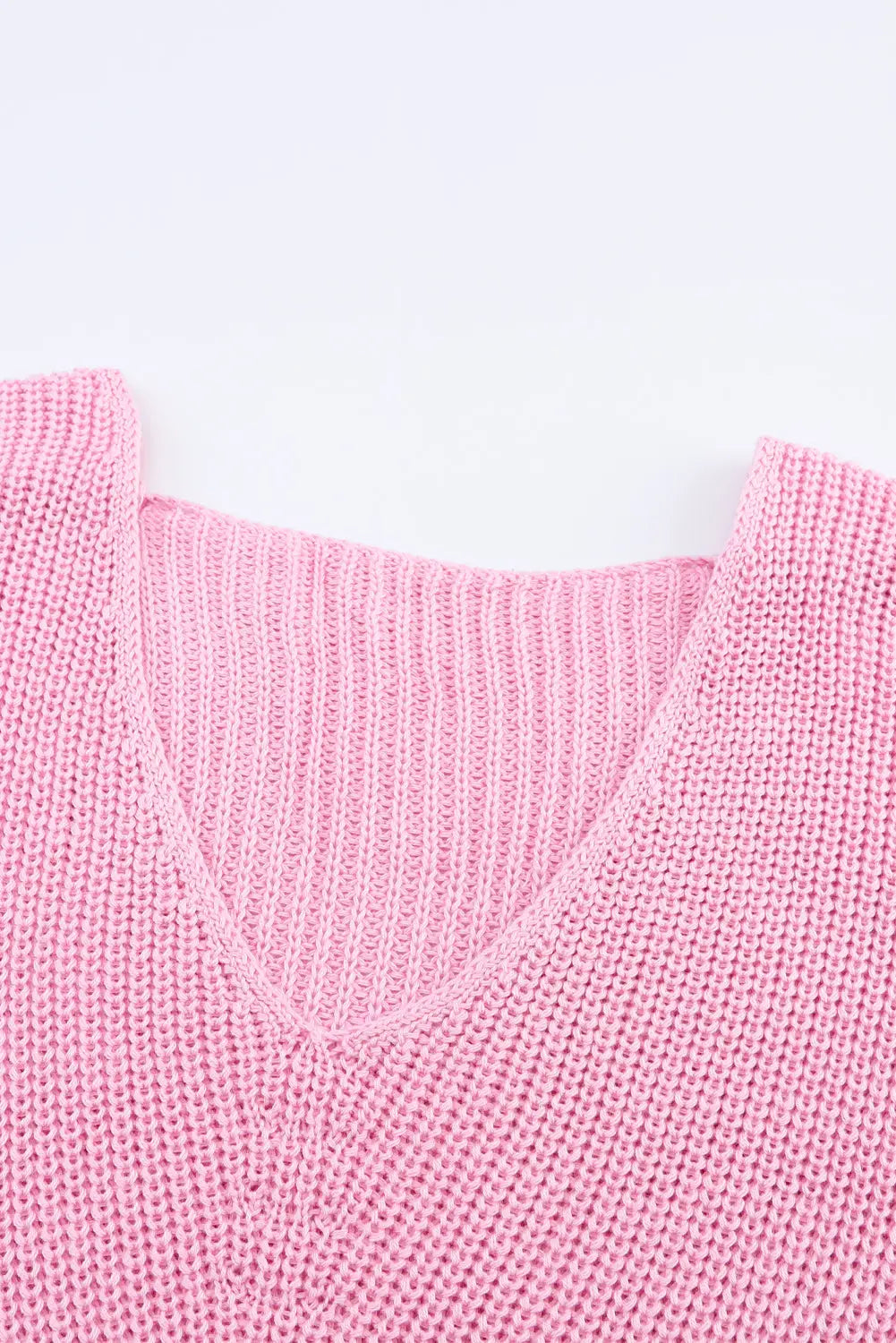 Pink ribbed knit v neck sweater - sweaters & cardigans