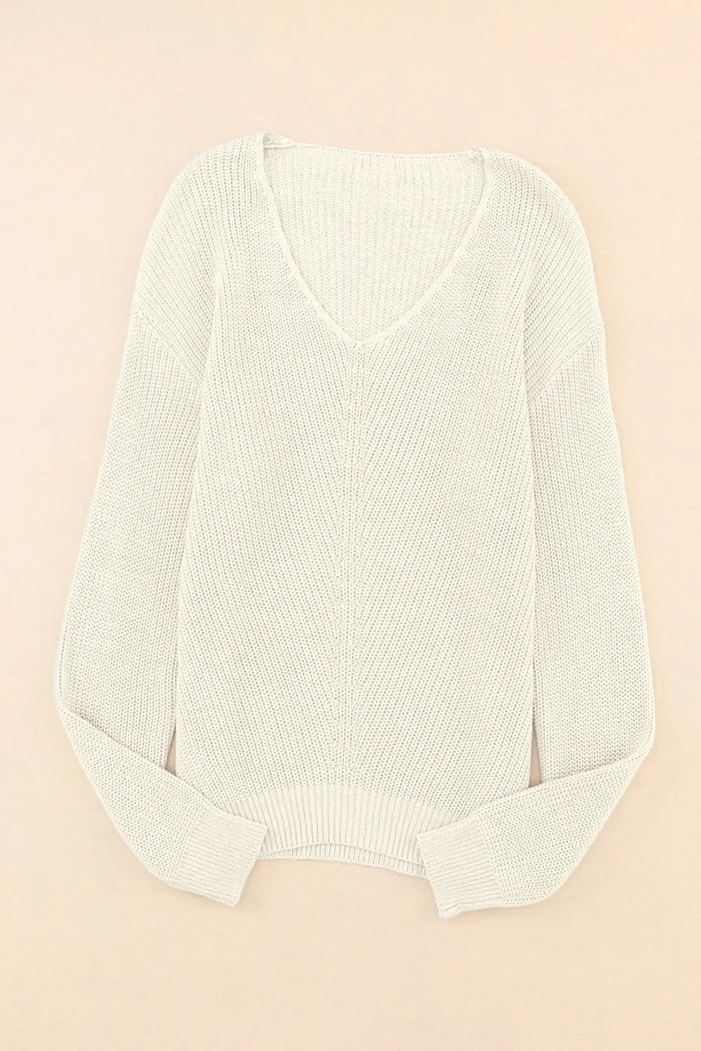Pink ribbed knit v neck sweater - sweaters & cardigans