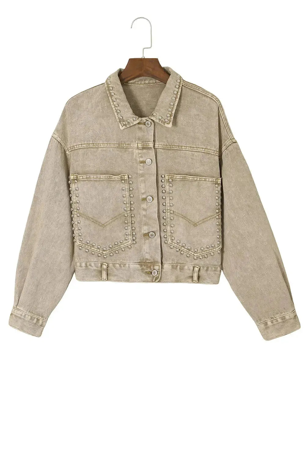 Pink Rivets Denim Jacket - Fashionfitz