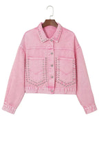 Pink Rivets Denim Jacket - Fashionfitz