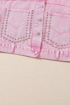 Pink Rivets Denim Jacket - Fashionfitz