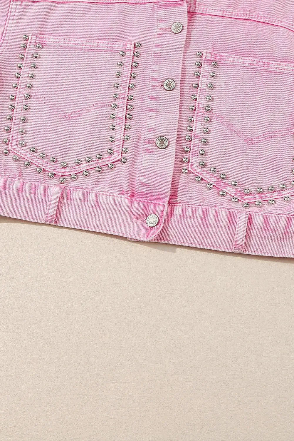 Pink Rivets Denim Jacket - Fashionfitz