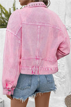 Pink Rivets Denim Jacket - Fashionfitz