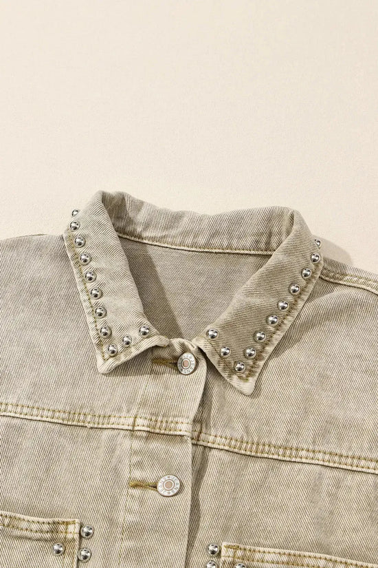 Pink Rivets Denim Jacket - Fashionfitz
