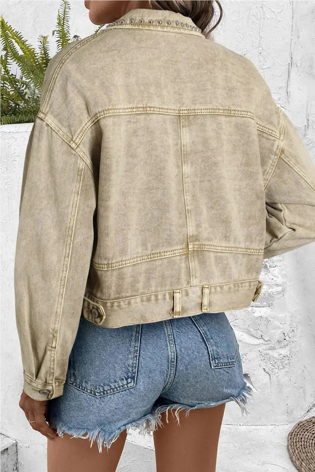 Pink Rivets Denim Jacket - Fashionfitz