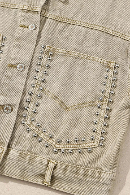 Pink Rivets Denim Jacket - Fashionfitz