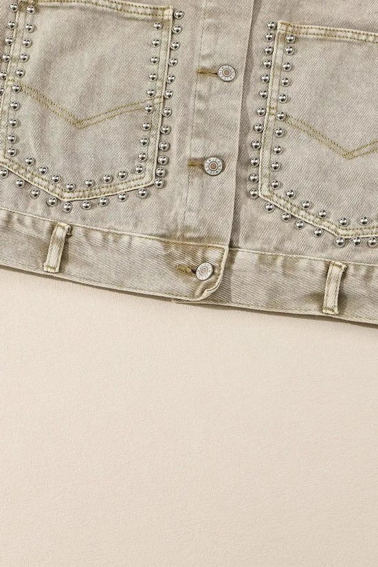 Pink Rivets Denim Jacket - Fashionfitz