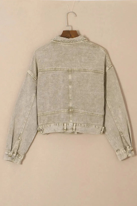 Pink Rivets Denim Jacket - Fashionfitz